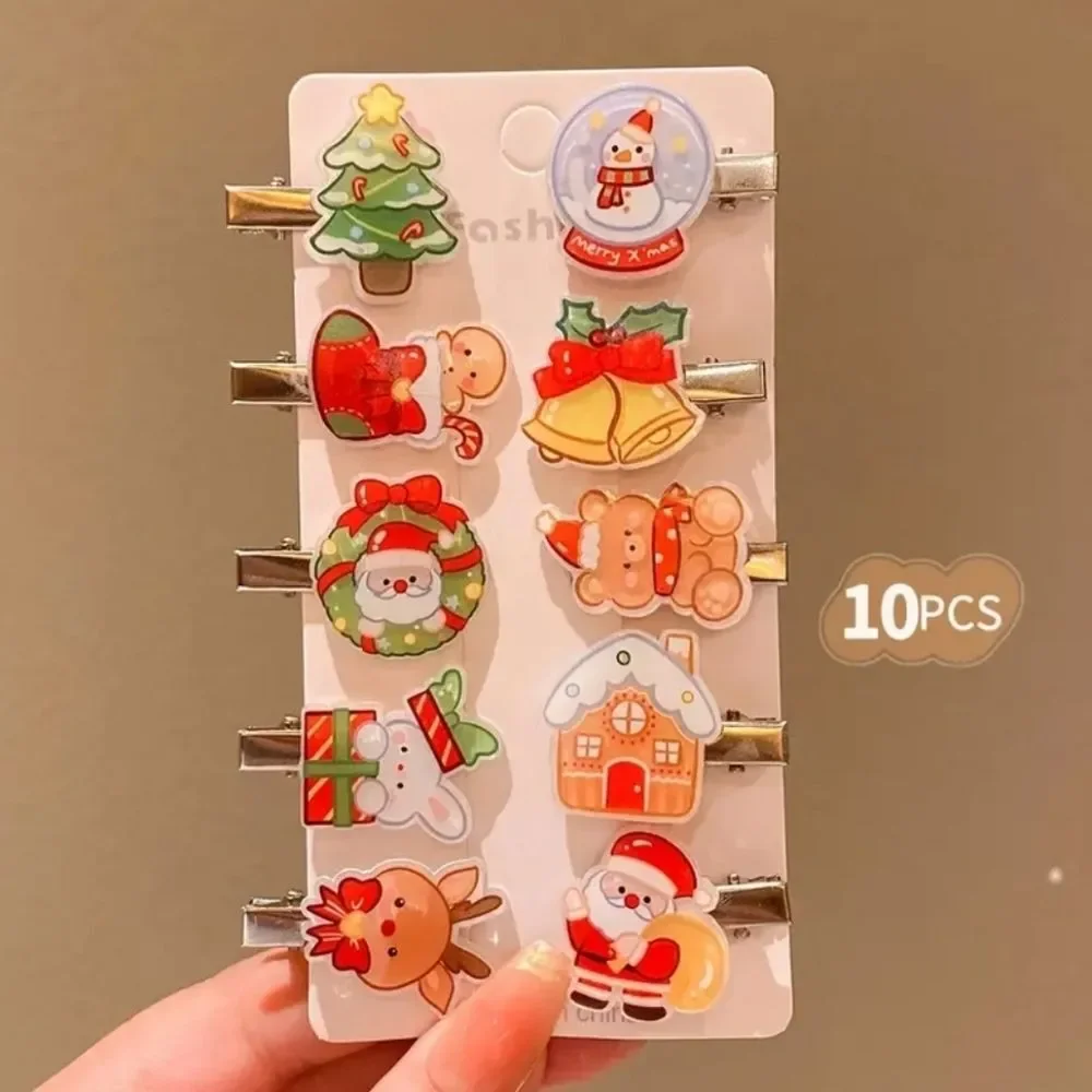 CHRISTMAS HAIR clips holiday season Santa Klaus snowman Stockings